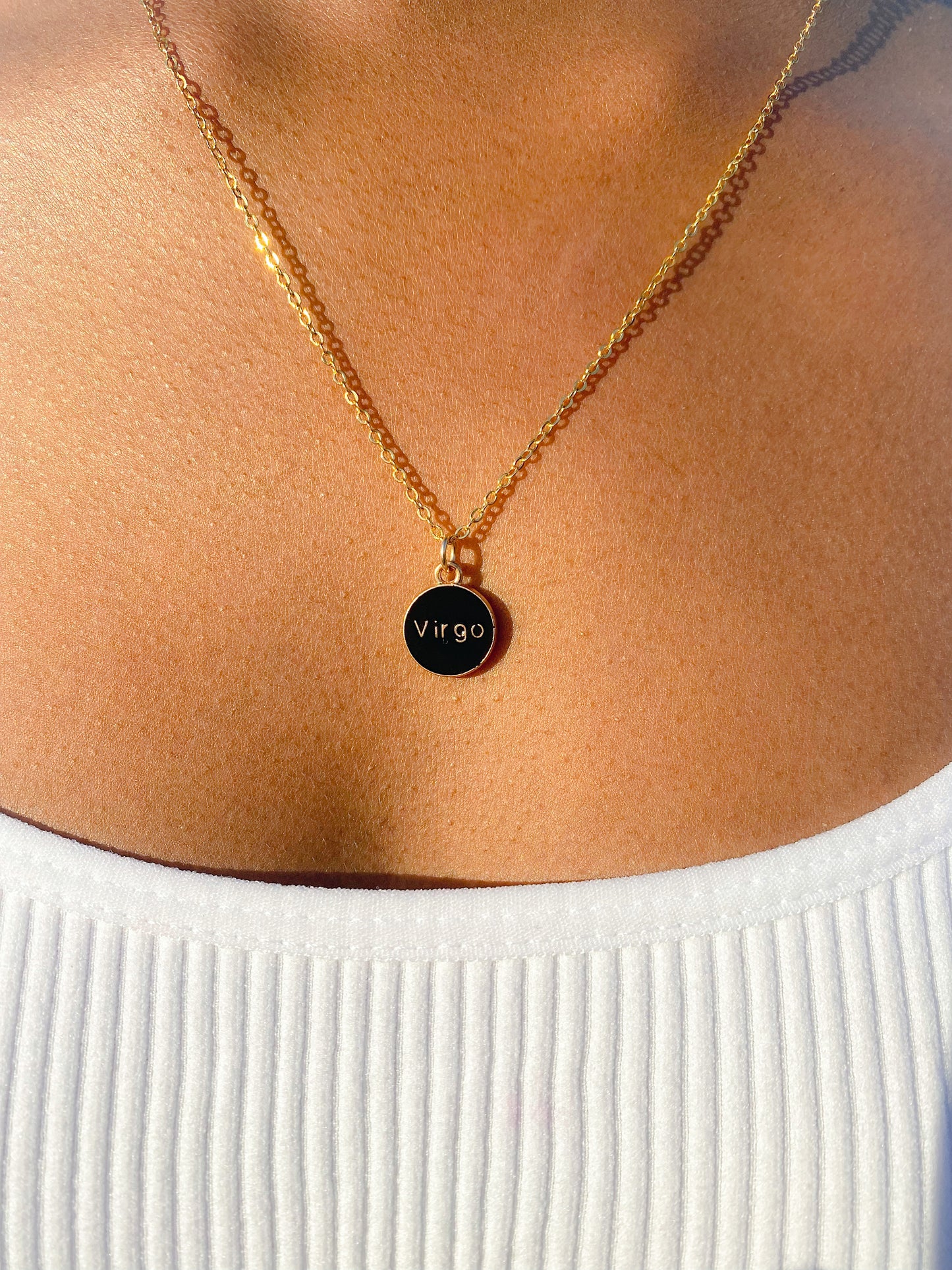 Black and Gold Zodiac Symbol Pendant Necklace